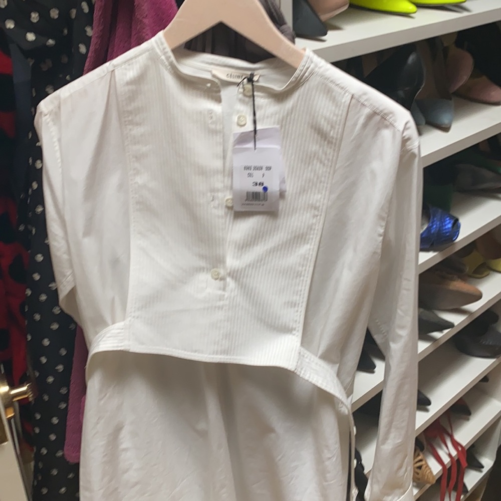 Celine Tuxedo shirt with bib and back ties 38 NWT - Picture 7 of 9